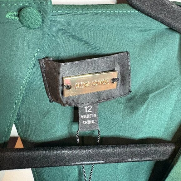 NWT Alexia Admor Wide-Leg Satin Jumpsuit Dark Green - Picture 5 of 8